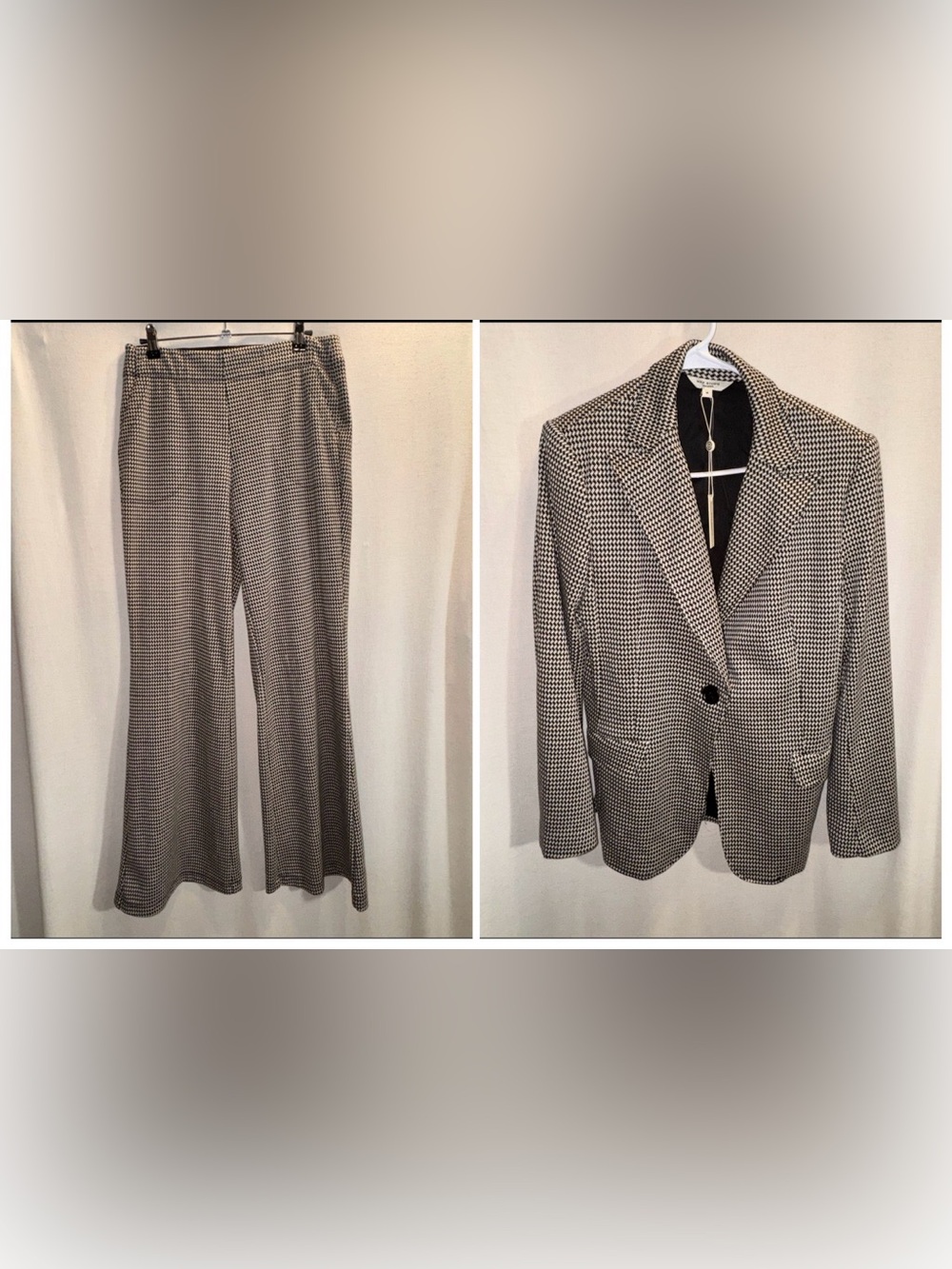 Max Studio London Houndstooth Blazer Pants Suit Set